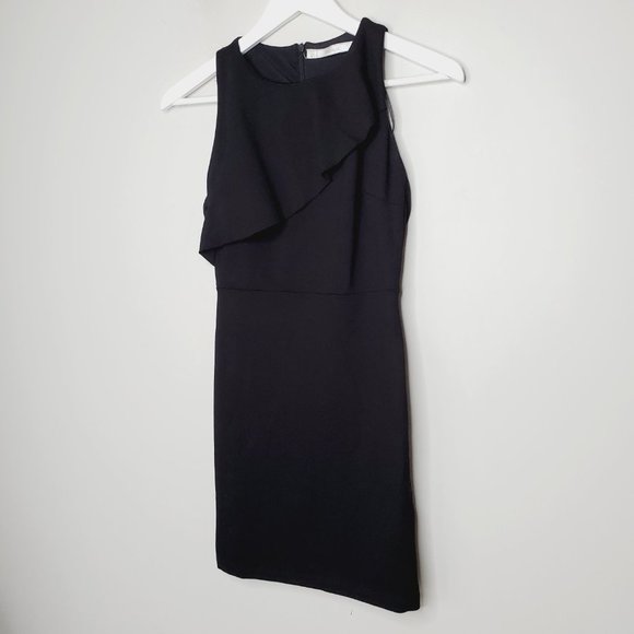 Zara Trafalduc Bodycon Dress Stretch Ruffle Cocktail Black S - Picture 10 of 13